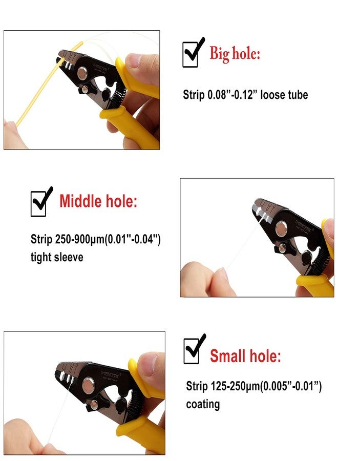 VENEKETY Fiber Optic stripper 3 Hole,Precision Wire Cutter/Wire Stripper For Installers and Electricians,safe⫬ Hurt nm cable Wire fiber strippers with 6" handle - Image 3